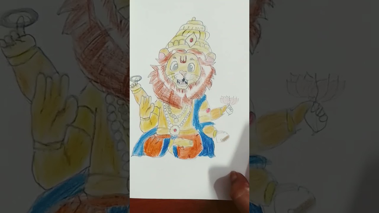 sketch of narshima with colour pencil 