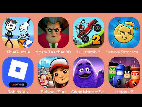 Grimace Monster Scary Survival,Scary Teacher 3D,Survival Story: Round 6,Heroes 2,Roblox,Thief Puzzle