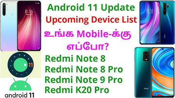 Redmi Note 8/8 Pro/9 Pro Android 11 Update | Android 11 Upcoming Device List | Tamil