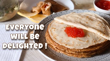 Easy pancake recipe | Russian pancakes  |  Рецепт блинов с одним яйцом | Съедаются в один миг