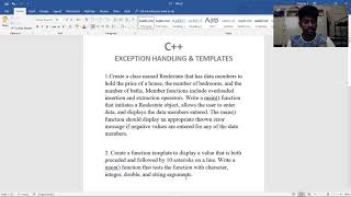 Exception Handling & Templates