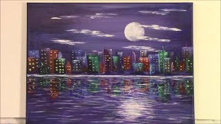 easy abstract painting cityscape paint beginners paintings acrylic