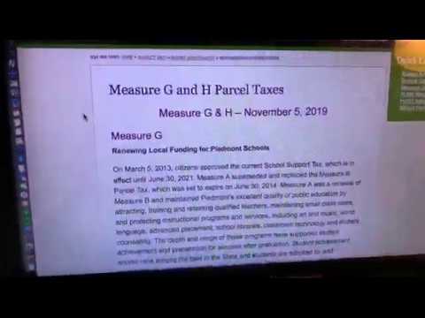 Piedmont, CA Measure G And H Only Alameda County Election Race