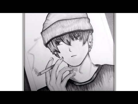Anime Boy Sketch // How To Draw Anime Boy With Hat // Easy Anime Drawing -  Youtube