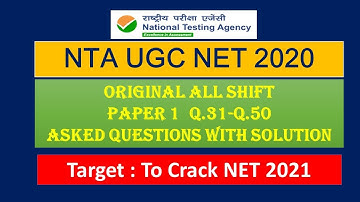UGC NET 2020 Paper 1 solution All Shift Q 31-50 | Analog Techii