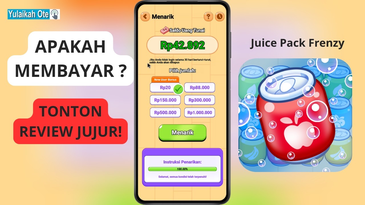 Review Jujur Juice Pack Frenzy – Game Penghasil Uang Tapi Tidak Membayar? Banyak Iklan & Buang Waktu