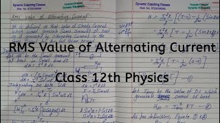 RMS Value of Alternating Current, Chapter 7, Alternating Current, Class 12 Physics