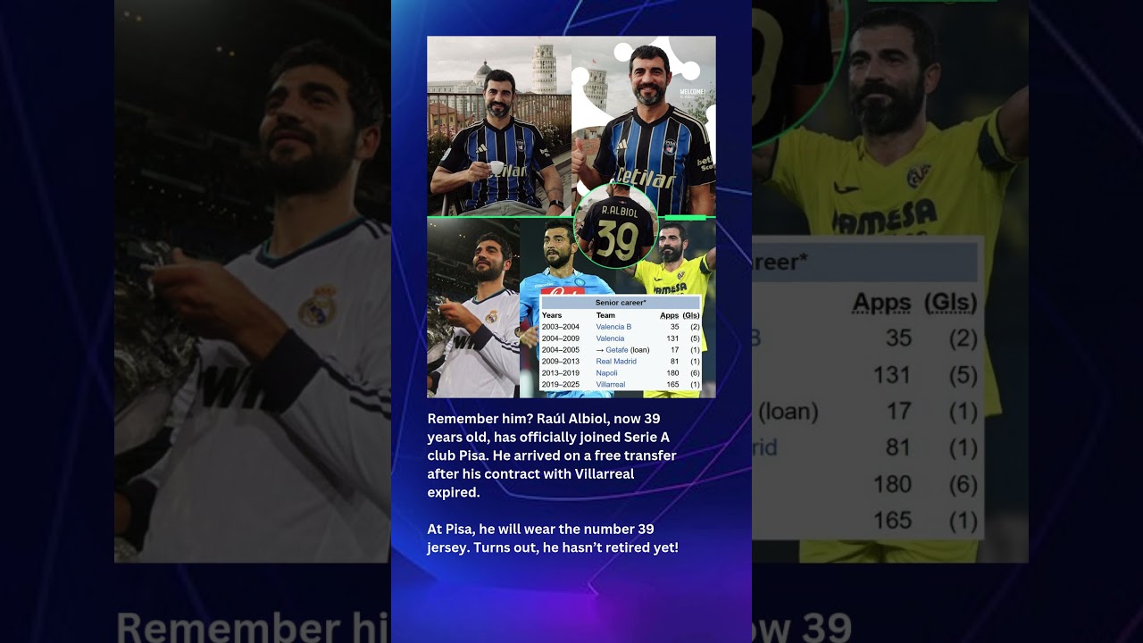 Remember him? Raúl Albiol, now 39 years old, has officially joined Serie A club Pisa