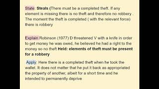 How to apply the law of robbery to a scenario question screenshot 3