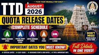 TTD August 2026 Quota Release Dates | Complete Booking Schedule for Darshan, Rooms & Sevas