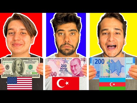 ÜLKELERİN PARASI ile 1 GÜN GEÇİRMEK! 😎 (Azerbaycan, Türkiye, ABD, Arabistan, Kuveyt)