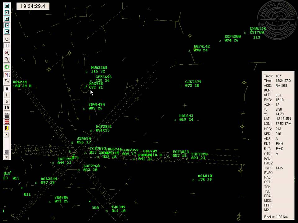 ATC radar images of Flight RAX988 that crashed near Chicago