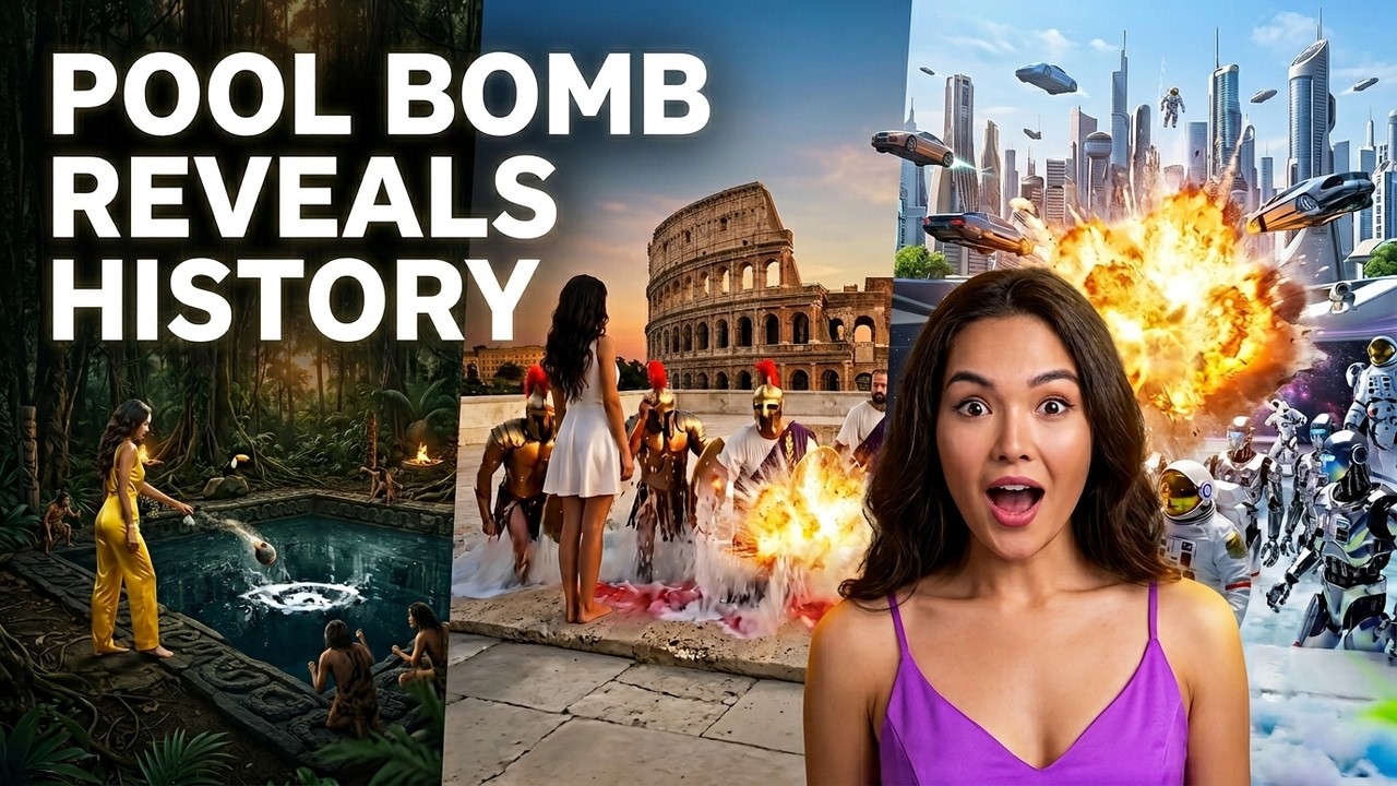 ASMR Pool Bomb Explosion Reveals ALL of History… From The First Humans to The Future! | Dream Pool