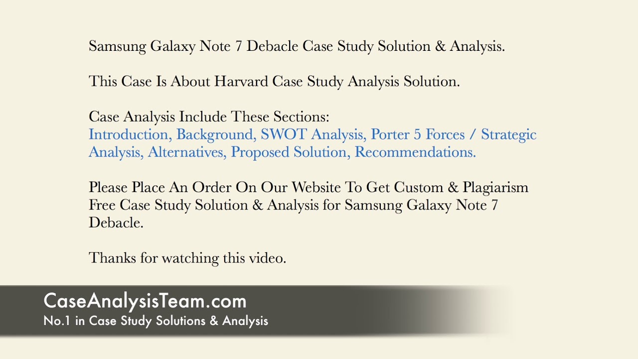 samsung galaxy note 7 debacle case study solution