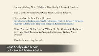 Samsung Galaxy Note 7 Debacle Case Study Solution & Analysis