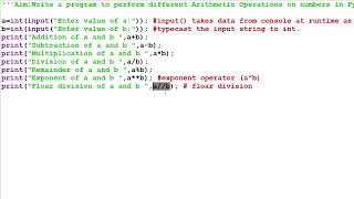 Arithmatic operations on Numbers in Python  like  Division ,floor division,Modular Division etc