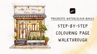 Watercolor Coloring Techniques in Procreate: Step-by-Step Coloring Page 
