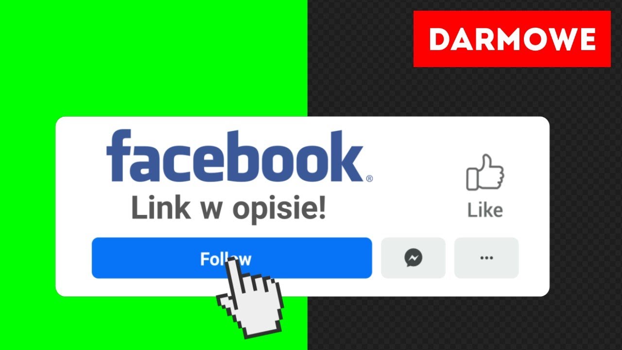 Animacja na Facebooku Follow, Like, messenger, Link w opisie Green