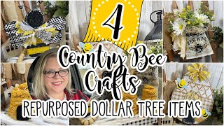 🐝 🌼 ~ 4 COUNTRY BEE Crafts using DOLLAR TREE and REPURPOSED Items ~ #beecrafts