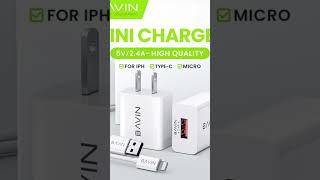 BAVIN PC516 2.4A Mini Wall Charger Universal Adapter w/ 1m Cable Suitable for iPh, Android, Type-C