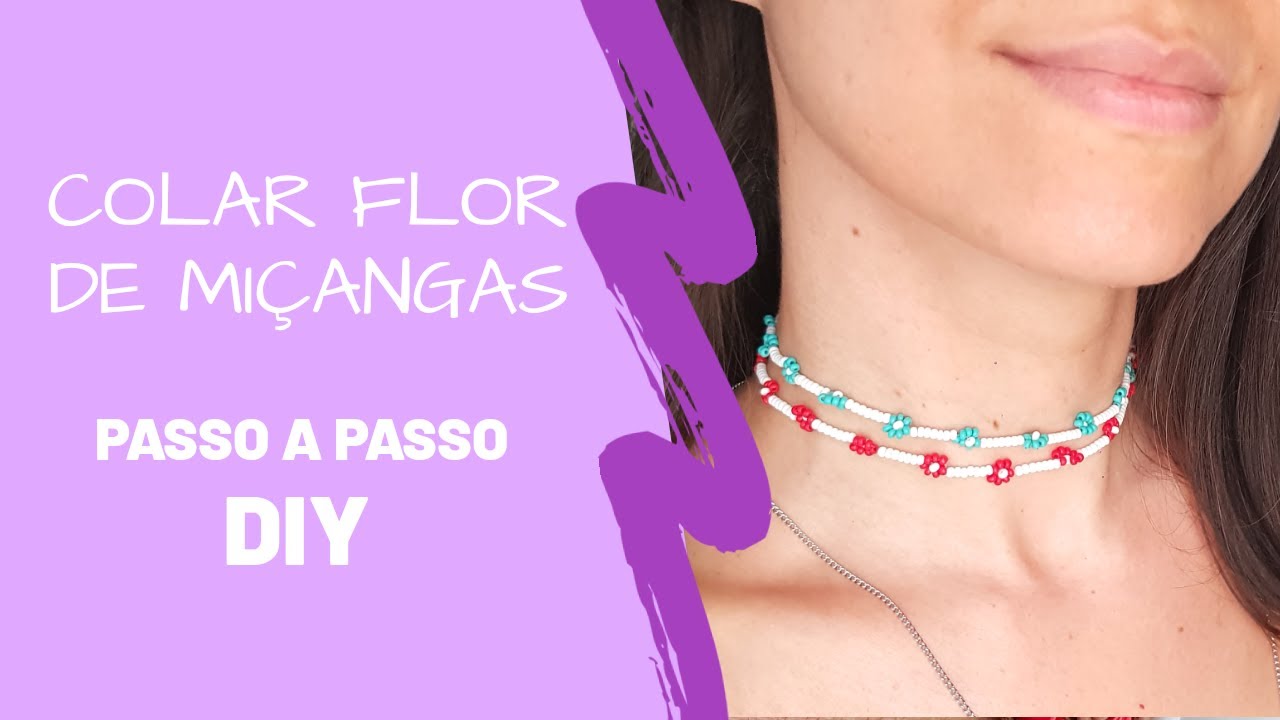 Como Fazer Colar Flor de Miçangas Passo a Passo (DIY)