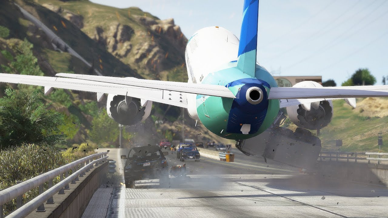 737 Max Emergency Landing On Busy Highway Without Landing Gear GTA 5