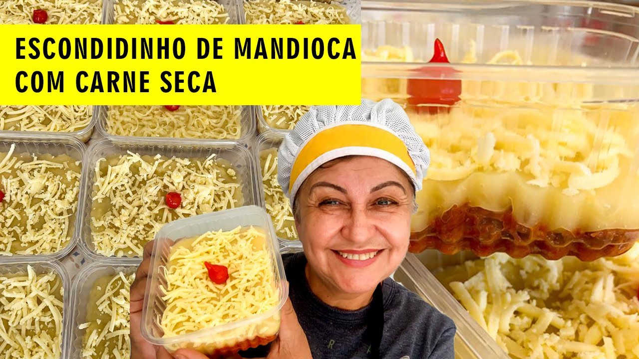 Escondidinho de mandioca com carne seca! Aprenda a montar a marmita!