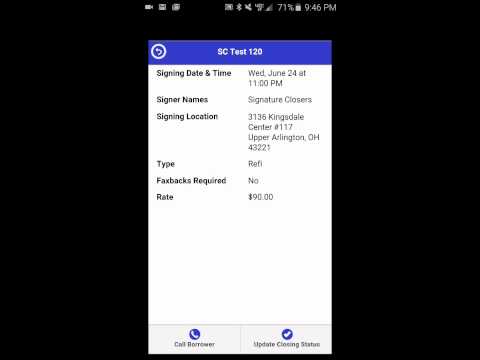 Signature Closers Mobile App (Android Platform) Tutorial- Update Signing Status