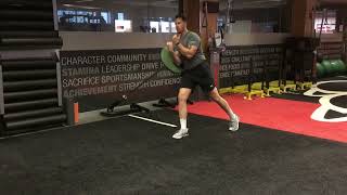 Landmine Zercher Split Squat (Inside Leg)