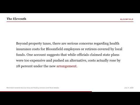 Bloomfield residents face tax hikes and flooding concerns amid fiscal debates