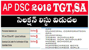 AP DSC 2018 | SA & TGT Provisional Selection Lists Released | Check your  Name by BA