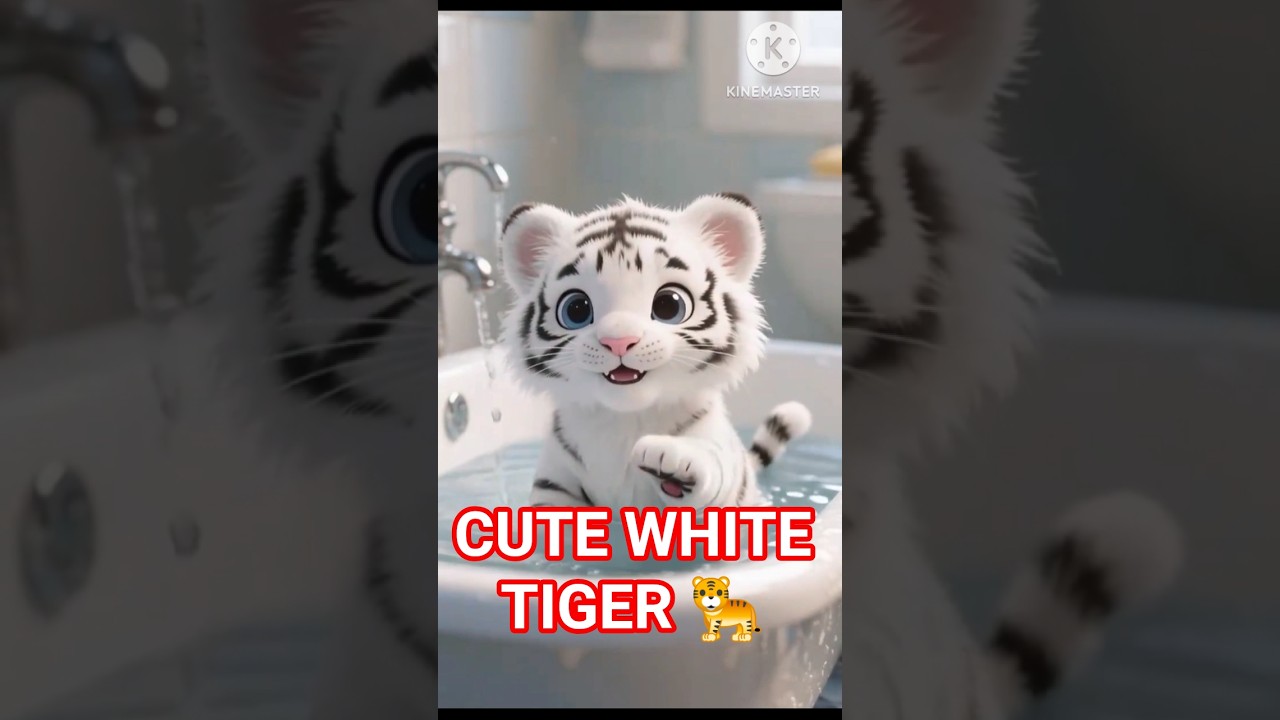 🐯 Adorable Little White Tiger | Happy Bath Time Fun 🛁 | 