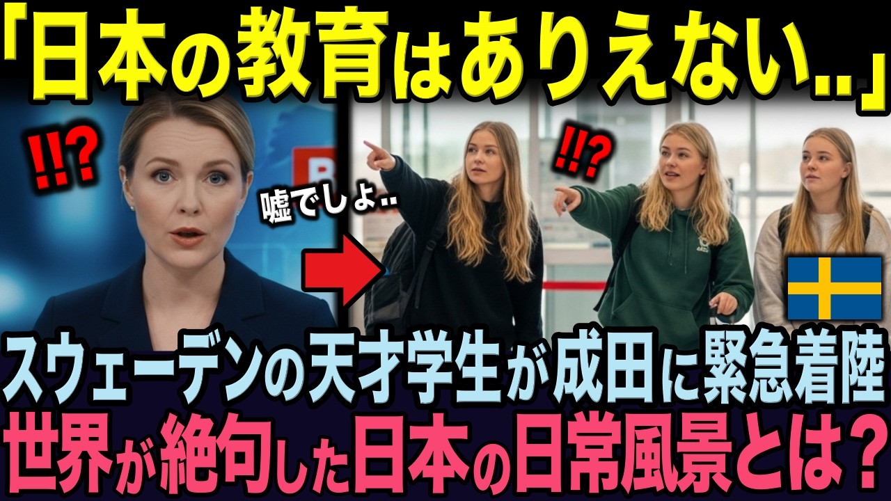 【海外の反応】「日本の教育はどうなってるの?」教育先進国スウェーデンの天才学生30人が、台風で日本に緊急着陸...そこで驚愕した日本の日常風景とは?
