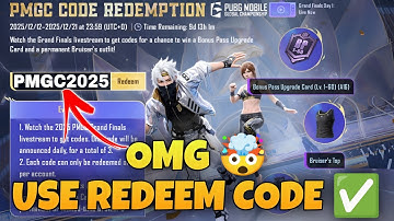 PMGC REDEEM CODE 🔥 PMGC CODE REDEMPTION ✅ PUBG TODAY