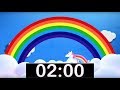 Rainbow timer 2 minute countdown with music for kids