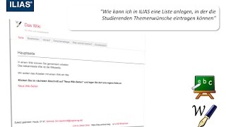 ILIAS AMD - Eine Liste in einem WIKI erstellen