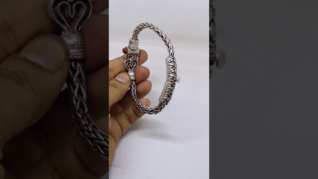 Oxidized Silver Om Bracelet - 925 original silver