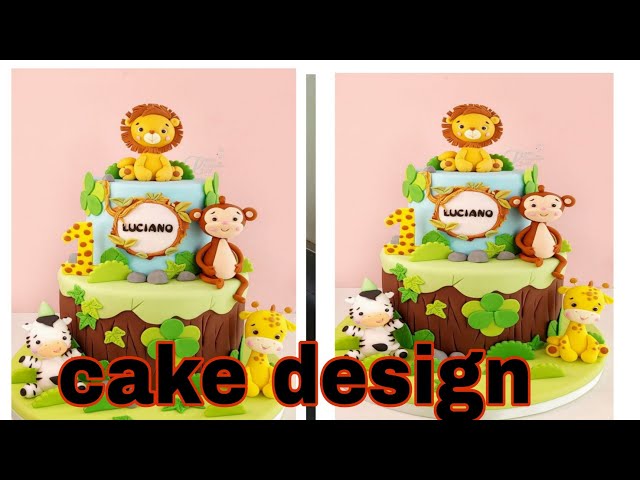 Jungle theme cake. cake design.p fountain Jungle theme cake .cake  decorating - YouTube
