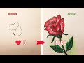 ❤ U = Rose_ Easy Drawing || How To Draw A Rose || Happy Rose Day Drawing