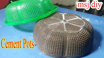 Dùng rổ nhựa làm chậu bằng xi măng|Use a plastic basket to make a cement pot|MSJ DIY