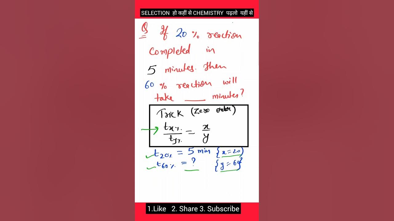 Chemical kinetics short trick to calculate time in zero order first