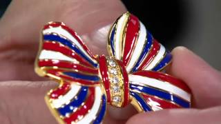 Joan Rivers Enamel and Pave' Patriotic Bow Pin on QVC