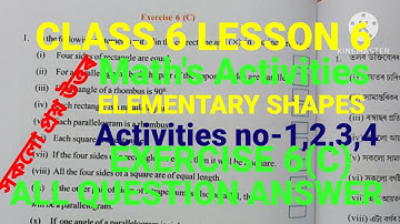 class 6 maths lesson 6 exercise 6 (C) Elementary Shapes Lessons 6 SCERT ASSAM Activities no-1,2,3,4