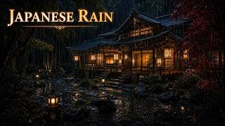 Japanese Rain Ambience 2K | Heavy Rain Sounds for Sleeping in a Bamboo Forest Home