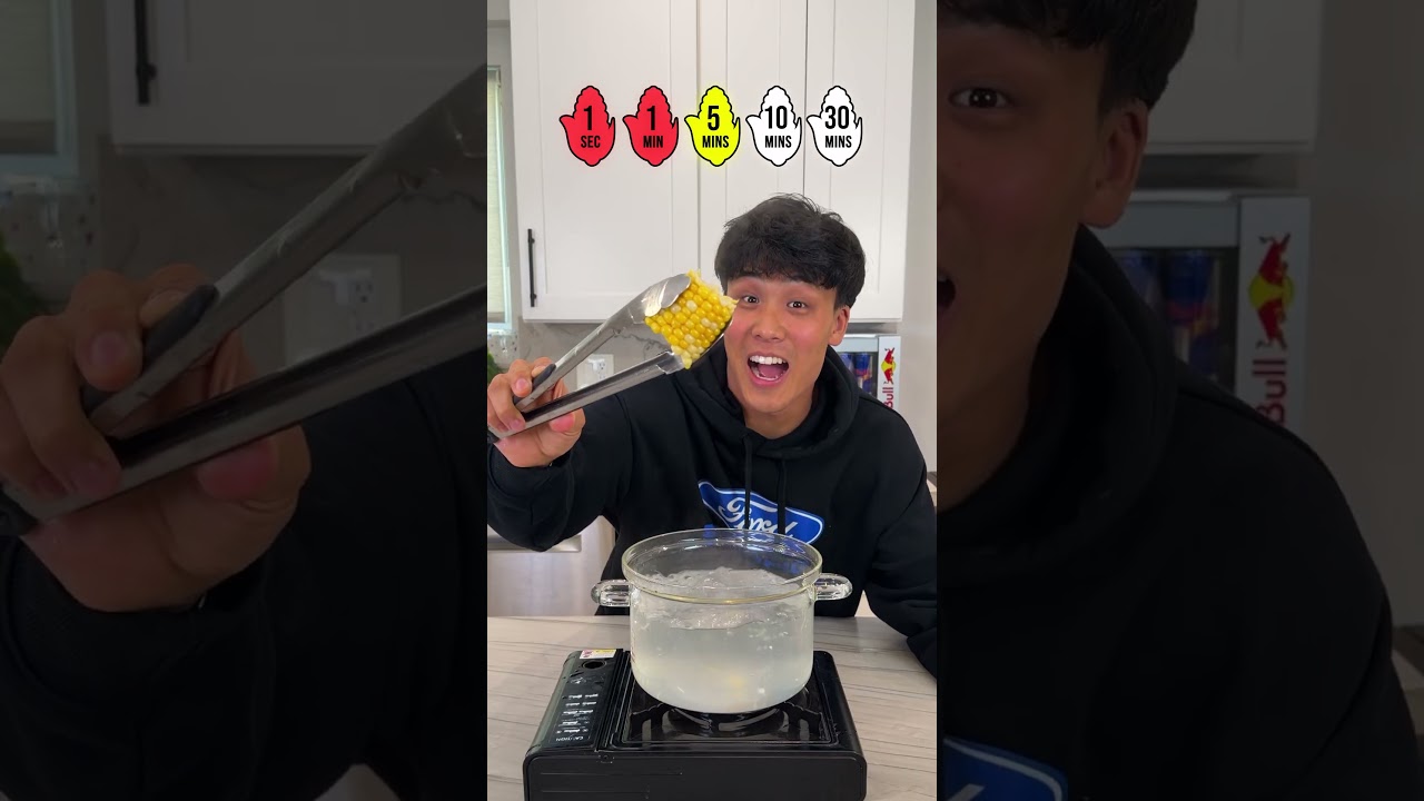 1 Second Corn Vs 30 Minute Corn Cooking Challenge! 🌽