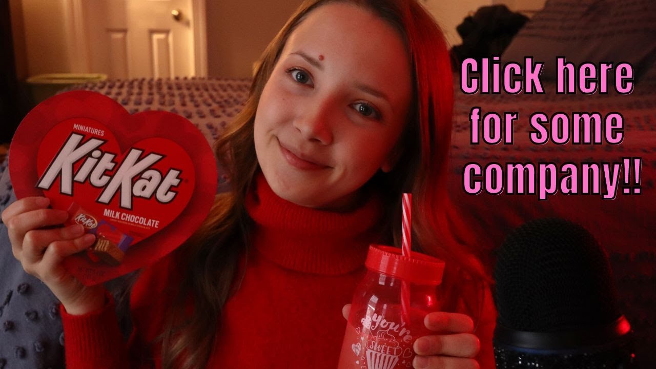 ASMR| Valentines Chocolates + Iced Coffee ✨whisper rambling, crunchy eating sounds✨