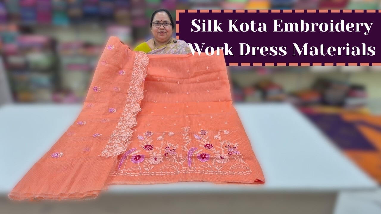 Silk Kota Embroidery Work Dress Materials || Wholesale Shop || GSR HANDLOOMS