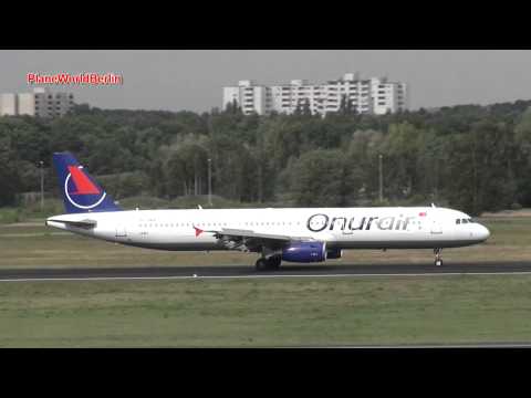 Onur Air Airbus A321 crosswind landing at Berlin-Tegel