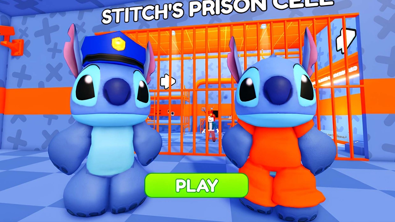 STITCH POLICE VS PRISONER PRISON RUN! OBBY roblox! Gameplay Walkthrough