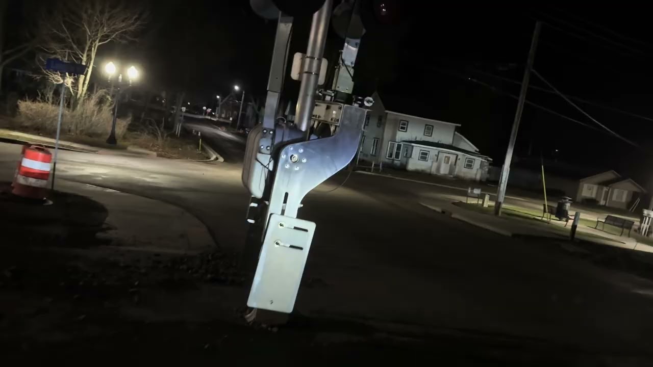 2 trains meet at Center Street in Waterloo Indiana 
